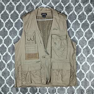 Humvee Vest Mens XL Beige Tactical Utility Fishing Travel Multi Pocket Outdoor